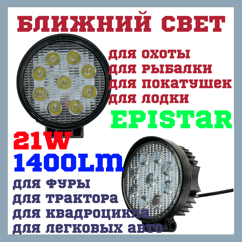 Додаткові світлодіодні фари кругле ближнє світло 27W 10-32V CYCLONE WL-208