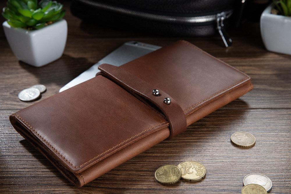 Гаманець шкіряний місткий потрійного складання закривається на кобурний гвинт "Original", фото 1