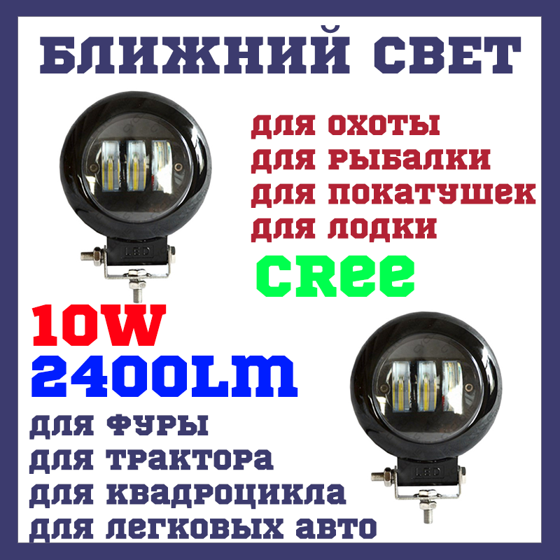 Led фари додаткового світла круглі лінзи Cyclone WL-F2B 30W