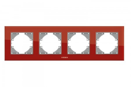Рамка VIDEX BINERA червоне скло 4 поста горизонтальна (24777)