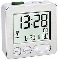 Цифровые часы с будильником TFA DCF-77, Silver-white