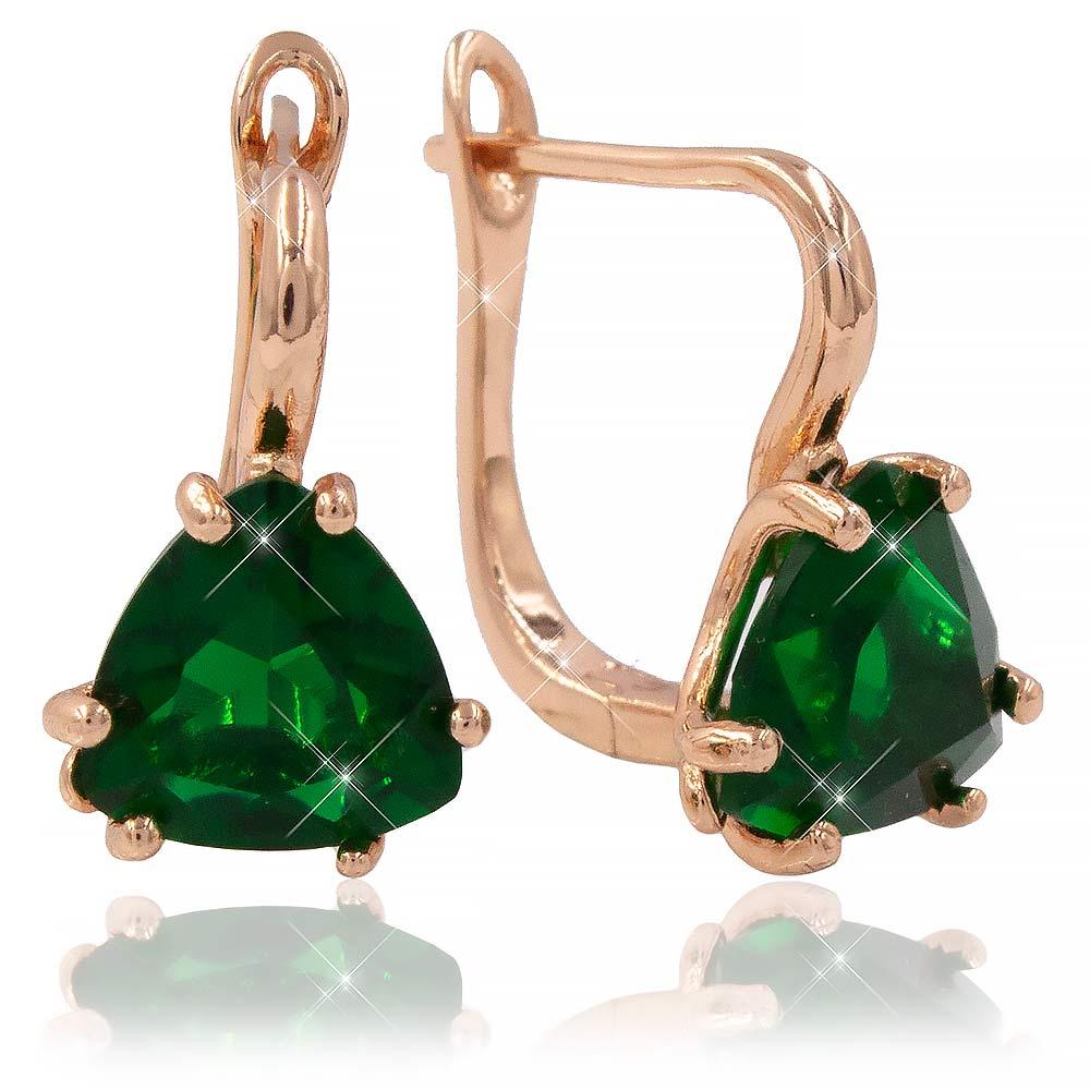 Сережки Xuping 1,6 см зелений (Медичне золото) 724473(4)