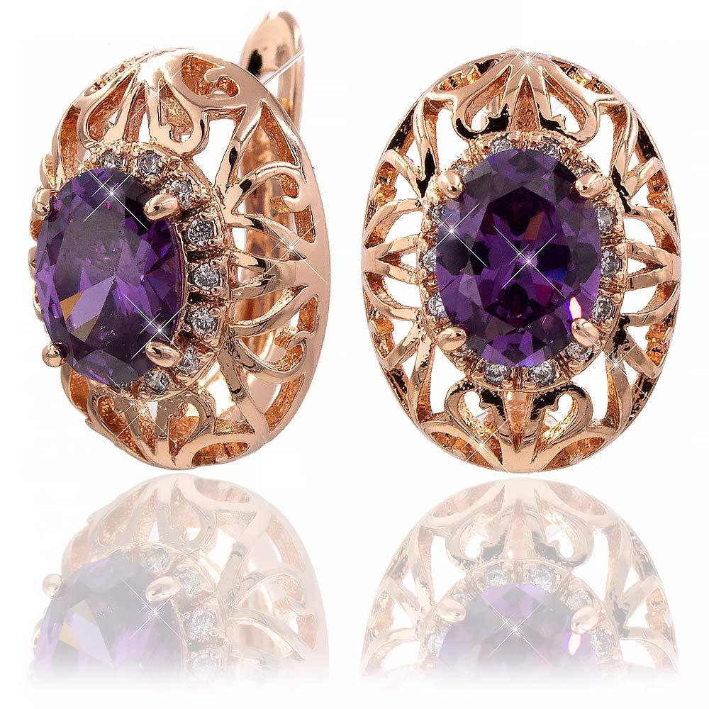 Сережки Xuping 1,5 см фіолетовий (Медичне золото) 824817(2)