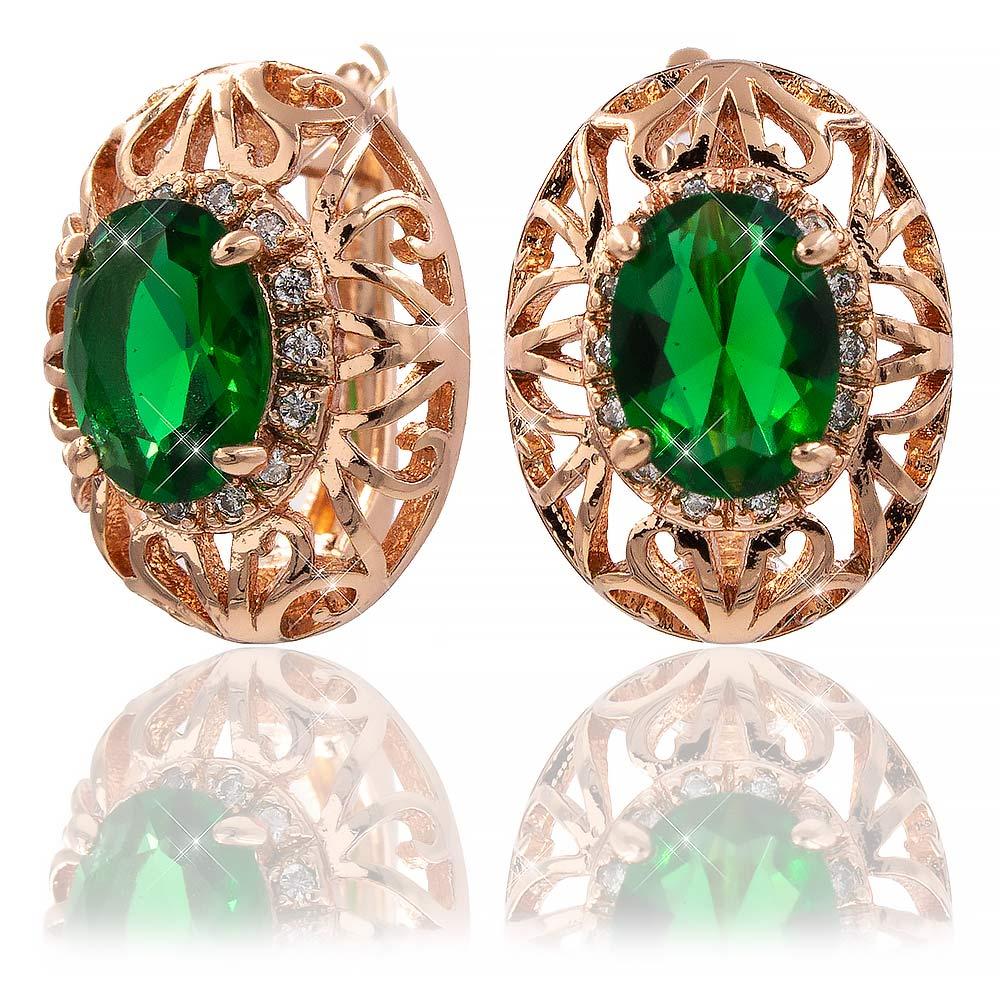 Сережки Xuping 1,5 см зелений (Медичне золото) 824817(3)