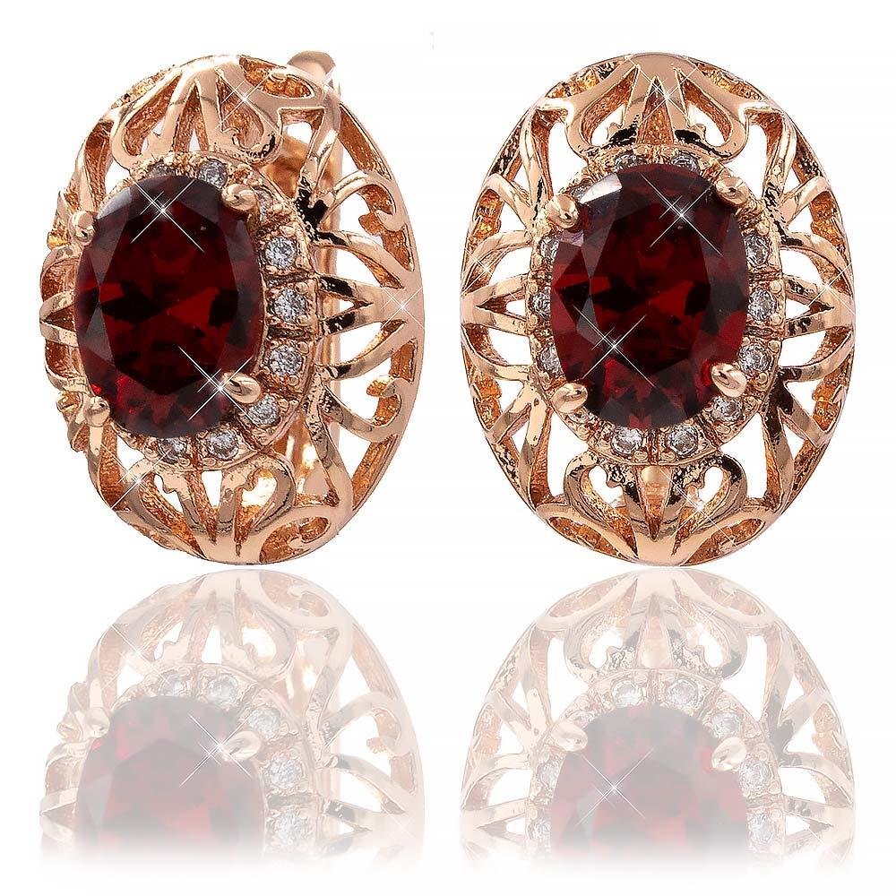 Сережки Xuping 1,5 см бордовий (Медичне золото) 824817(4)
