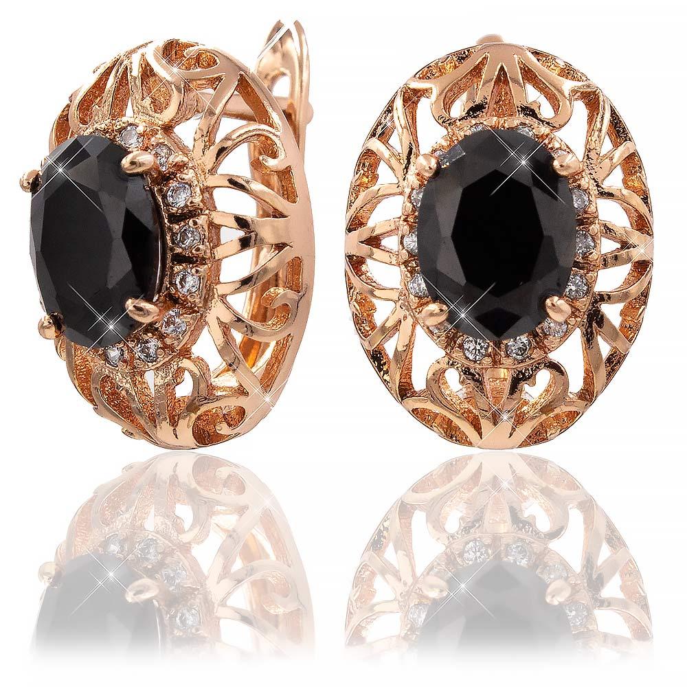 Сережки Xuping 1,5 см чорний (Медичне золото) 824817(7), фото 1