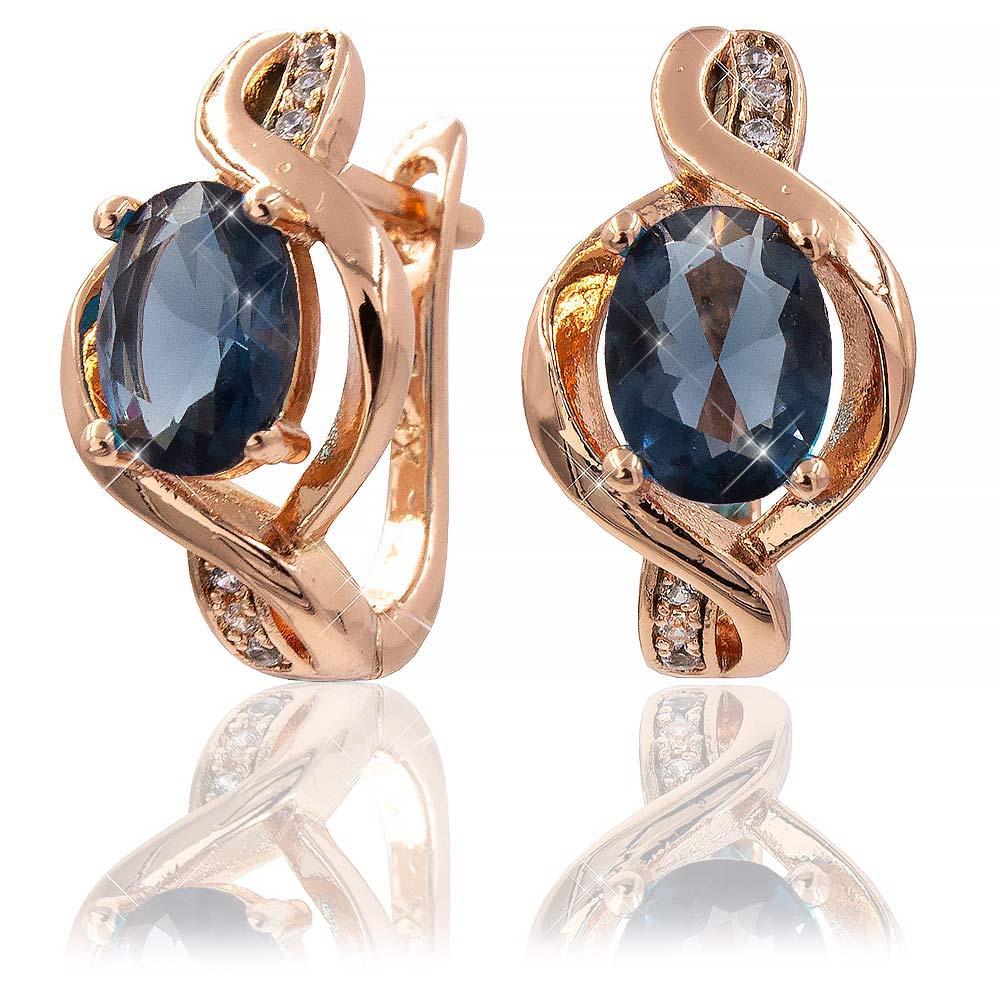 Сережки Xuping 1,8 см синій попелястий (Медичне золото) 824822(5)