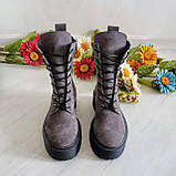 Жіночі демісезонні сірі замшеві черевики на шнурівці WooDstock, фото 2