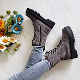 Жіночі демісезонні сірі замшеві черевики на шнурівці WooDstock, фото 6