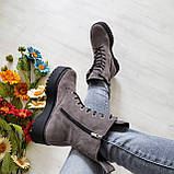 Жіночі демісезонні сірі замшеві черевики на шнурівці WooDstock, фото 8