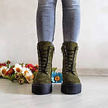 Жіночі демісезонні замшеві черевики хакі на шнурівці WooDstock, фото 2