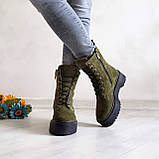 Жіночі демісезонні замшеві черевики хакі на шнурівці WooDstock, фото 3