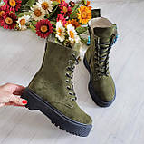Жіночі демісезонні замшеві черевики хакі на шнурівці WooDstock, фото 5