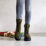 Жіночі демісезонні замшеві черевики хакі на шнурівці WooDstock, фото 7