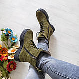 Жіночі демісезонні замшеві черевики хакі на шнурівці WooDstock, фото 10