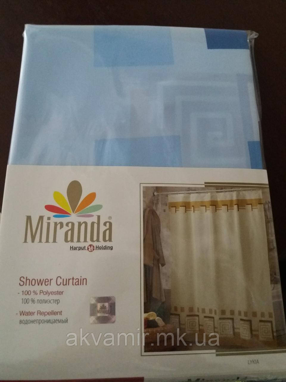 Штора для ванної Miranda LYKIA (Туреччина) 180х200 см блакитна