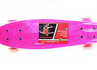 Скейт (пенні борд) з безшумними світяться колесами Малиновий MS 0848-2, фото 2