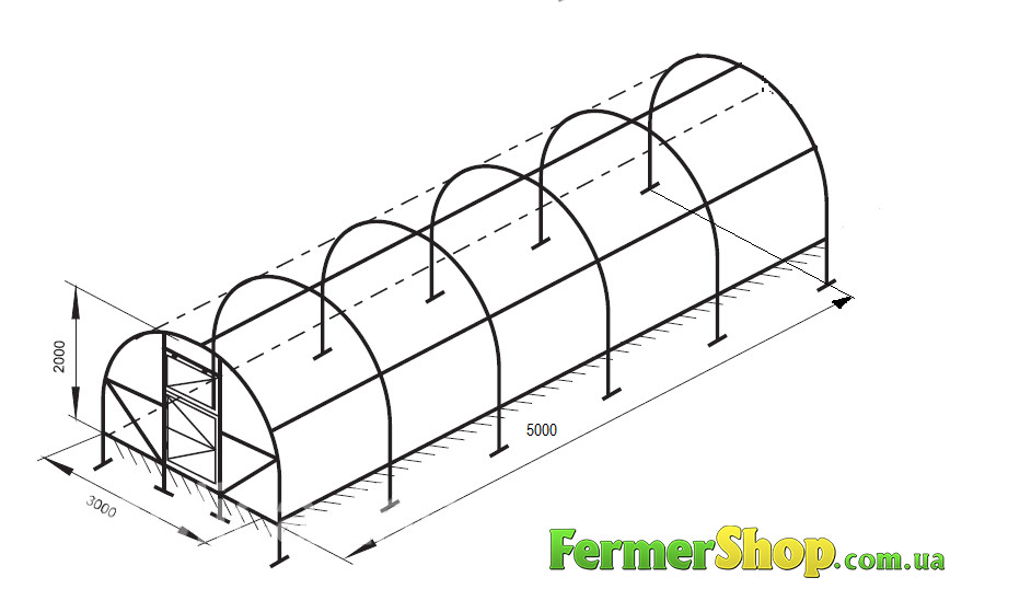 Теплиця "Дачна" з оцинкованого М-профілю під плівку, каркас, розмір: 3х6х2 м - фото 3 - id-p352544035