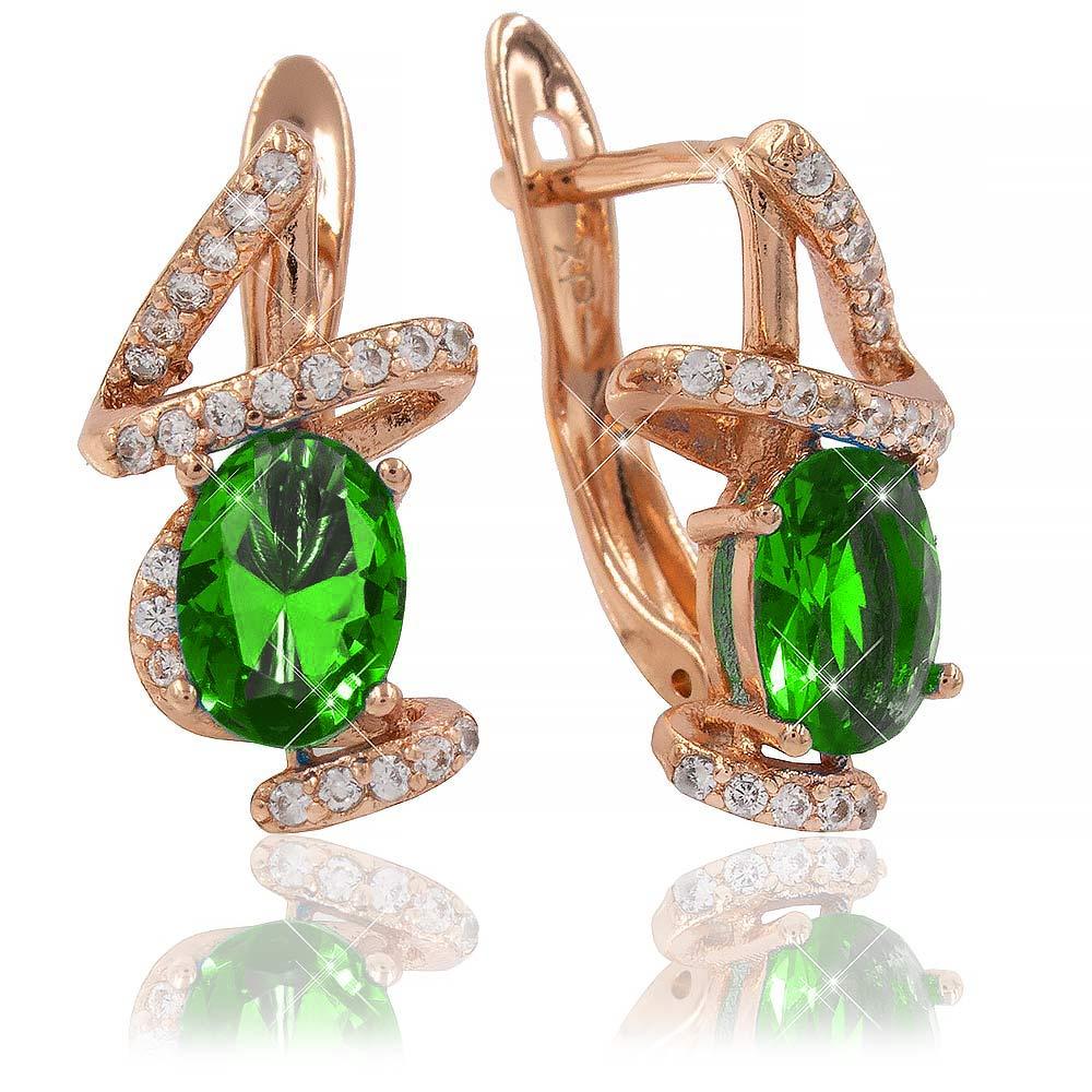 Сережки Xuping 1,6 см зелений (Медичне золото) 824951(2)