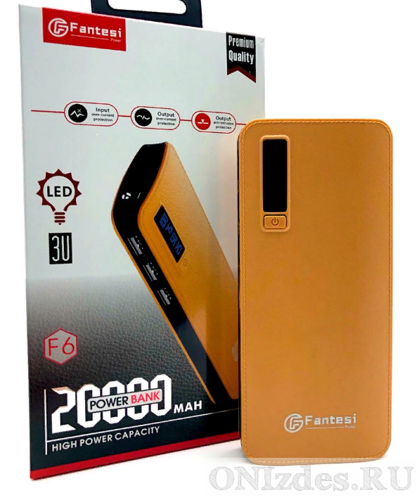Портативний зовнішній акумулятор Power Bank Fantesi 20000 mAh з дисплеєм, фото 1