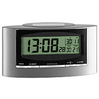Цифрові годинник з будильником з сонячною батареєю TFA Solar, Silver-black