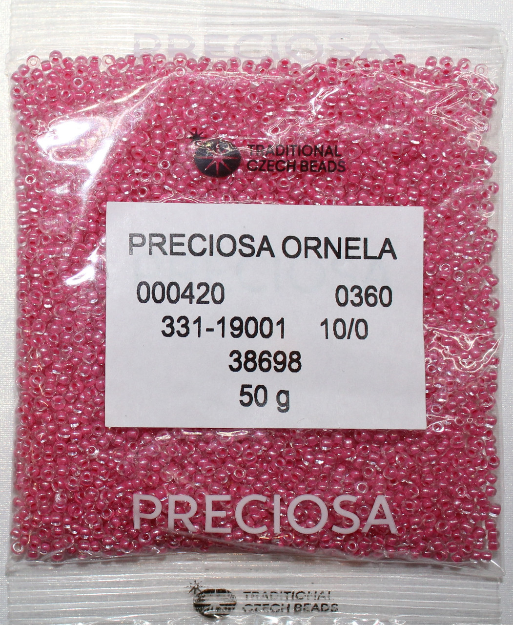 Бісер 10/0, No38698 рожевий, пофарбований усередині (пач.50 грамів), фото 1