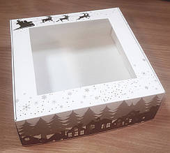 Коробка для десертів і зефіру 20х20х7 см (Олені)