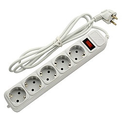 Мережевий фільтр Gembird 5 гнізд 3 м (3*0.75 мм) із заземленням і вимикачем білий