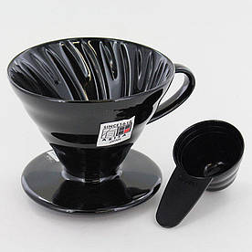 Керамічний Пуровер HARIO V60 Dripper 02 (400 мл) Tetsu Kasuya Model Чорний KDC-02-B