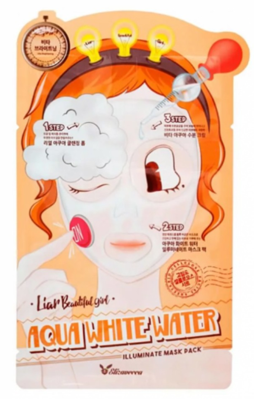 Маска триступенева освітлювальна та зволожувальна Elizavecca 3-Step Aqua White Water Mask Pack 25 мл, 2 мл, 2 мл, фото 1