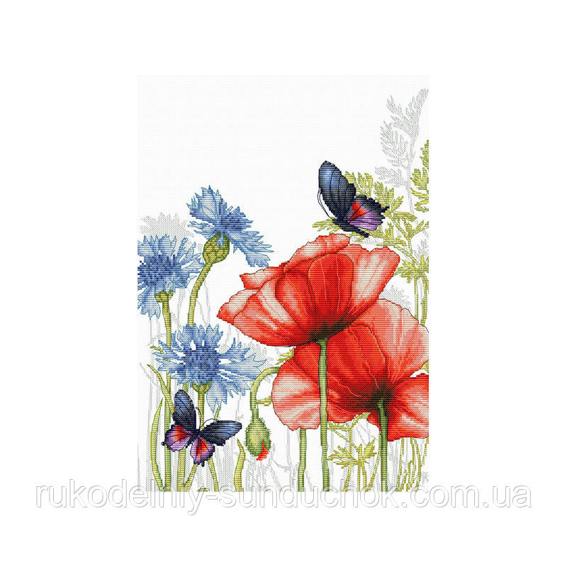 Набір для вишивання хрестом "Luca-s" BU4018 Маки і метелики, фото 1