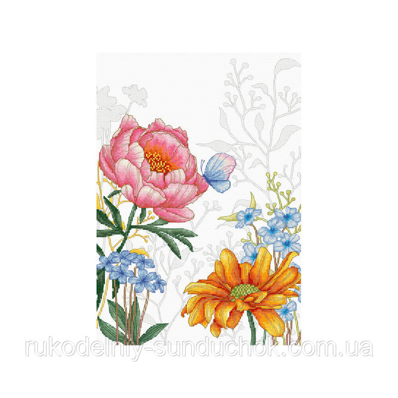 Набір для вишивання хрестом "Luca-s" BU4019 Квіти і метелик, фото 1