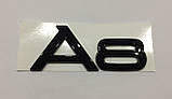 Емблема напис багажника Audi А8 чорна, фото 2