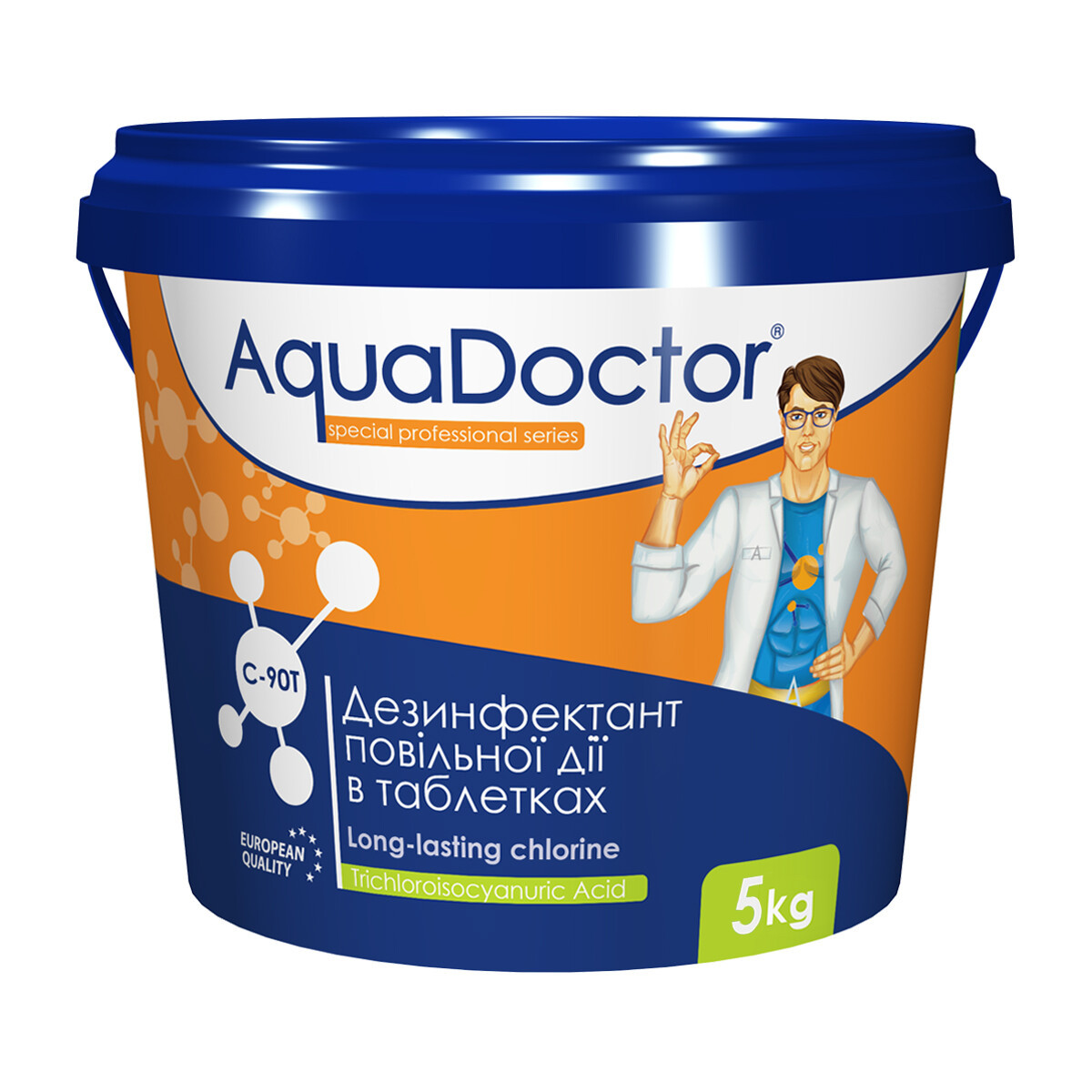 AquaDOCTOR — Хлор повільнорозчинний (профілактичний) у таблетках по 200 г. Паковання 5 кг.