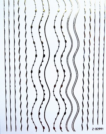 Металізовані гнучкі стрічки 3 D різні хвилі золото., фото 1