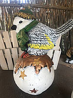 Новорічна фігура пташка на кулі ( 50 см)