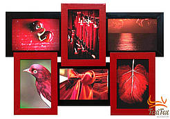 Фоторамка на 6 фотографій червоно - чорна