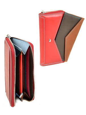 Незвичайний жіночий гаманець зі зйомкою на блискавиці натуральна шкіра DR. BOND(19*10*3sм), WRS-21 red, фото 2
