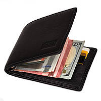 Шкіряний гаманець-затискач для грошей Kafa чорний, на магніті