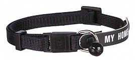 Нашийник для котів кішок з адресником і дзвіночком чорний