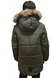 Тепла зимова підліткова куртка на хлопчика, хакі, 140-164, фото 9