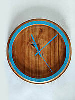 Часы настенные деревянные - 35 см диаметр дерево и металл, тихий ход
