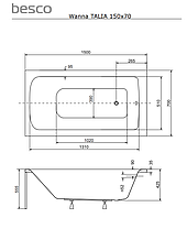 Акрилова ванна Talia 150х70 Besco PMD Piramida, фото 3