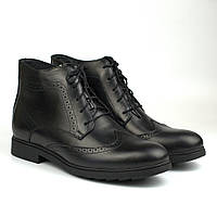 Зимові черевики броги чорні шкіряні на овчині Rosso Avangard Winter Brogues Black Leather