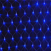 Гирлянда Сетка LED 240 лампочек Синяя, 200х200 см, прозрачный провод, переходник (1-52, 1592-02)