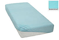 Трикотажная простынь на резинке в кроватку размер спального места 60*120 см Бирюзовый цвет бренд KAYRA