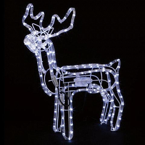 🔥 Фігура Олень світлодіодний LED Білий крутить головою, 112х105х18 см, від мережі