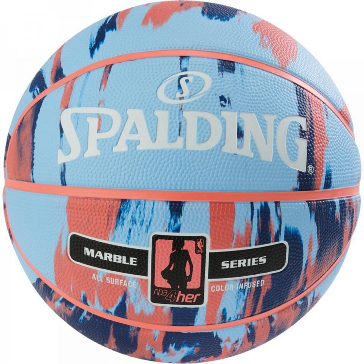 Баскетбольний м'яч Spalding Marble 4Her Outdoor р. 6 (30 01550 10 0316) Sky Blue/Royal/Red