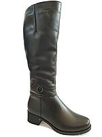 Сапоги женские зимние кожаные на среднем каблуке теплые с мехом классические утепленные 36 размер Romax 5400