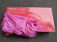 Рукавички нітрилові Nitrylex Collagen L 8-9 рожеві